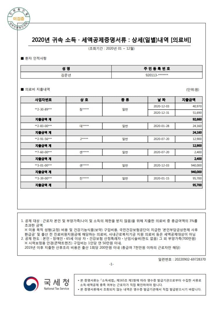 김준년(920113)-2020년도자료-(의료비)_1