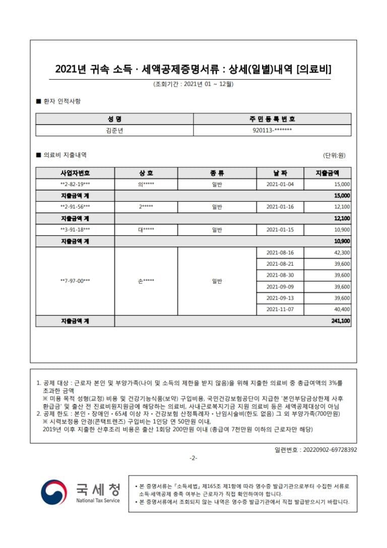 김준년(920113)-2021년도자료-(의료비)_2